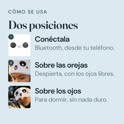 Como se usa: la misma banda sobre las orejas y sobre los ojos